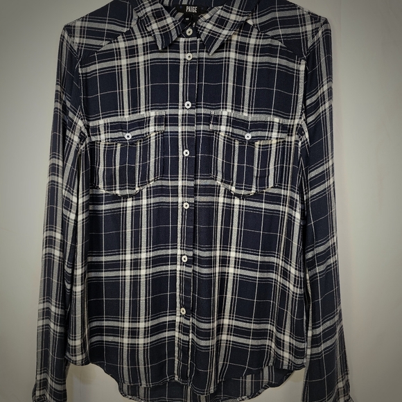 Paige plaid buttondown top. - Picture 4 of 9
